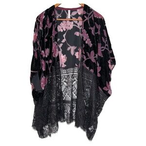 Xhilaration burnt out velvet lace open kimono caftan XL XXL